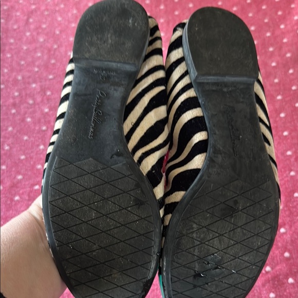 Pretty Ballerinas Zebra Print Women's Shoes with Green and Pink Accents - Picture 4 of 4